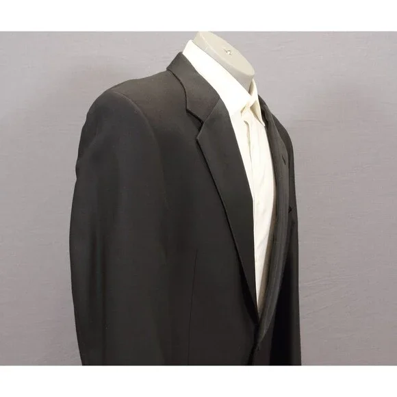 Joseph Abboud Mens Tuxedo 2 Piece Black Wool Nylon Blend 2 Btn 42R Pleated 32" W - Picture 5 of 11